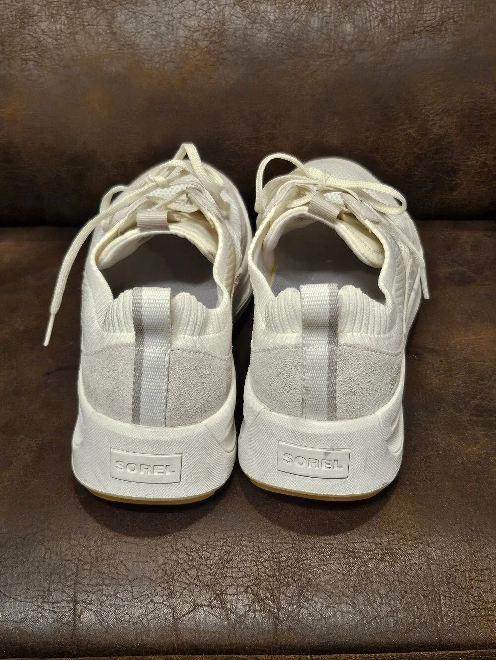Sorel Ona 503 Knit Low Sea Salt Chalk Lace Up Athletic Sneaker White Cream